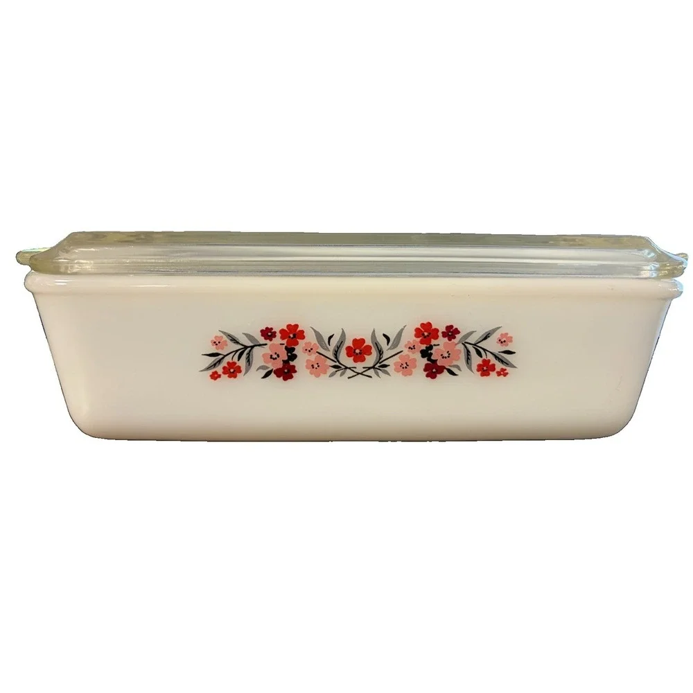 Vintage Pyrex 232 Primrose 2 Qt Rectangular Casserole Dish w Glass Lid Floral